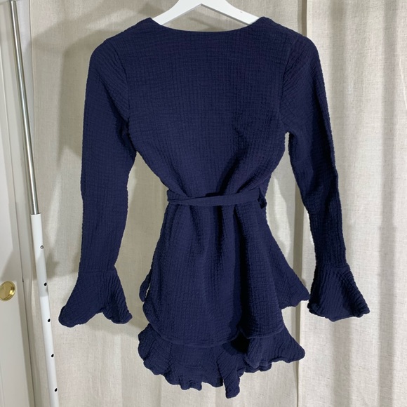 SAINTS & SINNERS Navy Long Sleeve Wrap Romper - Picture 7 of 7